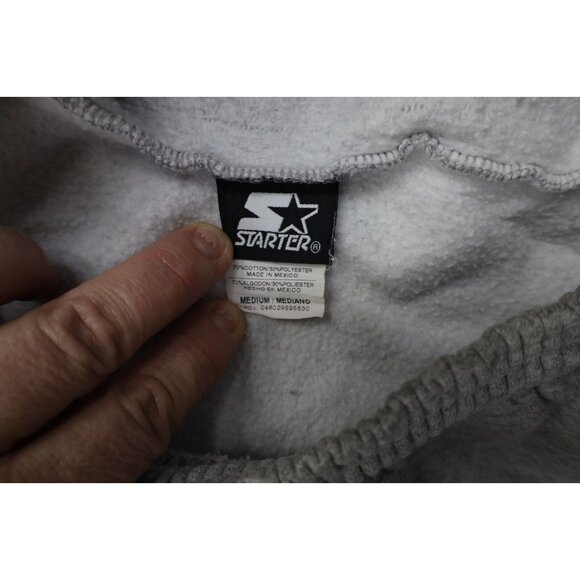 Vtg 90s Starter Mens Medium Distressed Cuffed Sweatpants Joggers Heather Gray - Picture 8 of 15